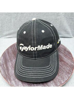 TaylorMade Burner Black Adjustable Golf Hat With Embroidered Logo